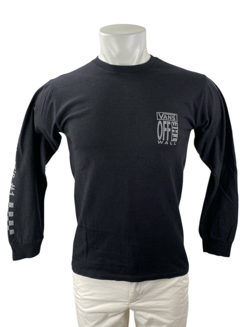 Vans of the Wall Men's Black Skater Long Sleeve Crew Neck T Shirt Tee Top Size S